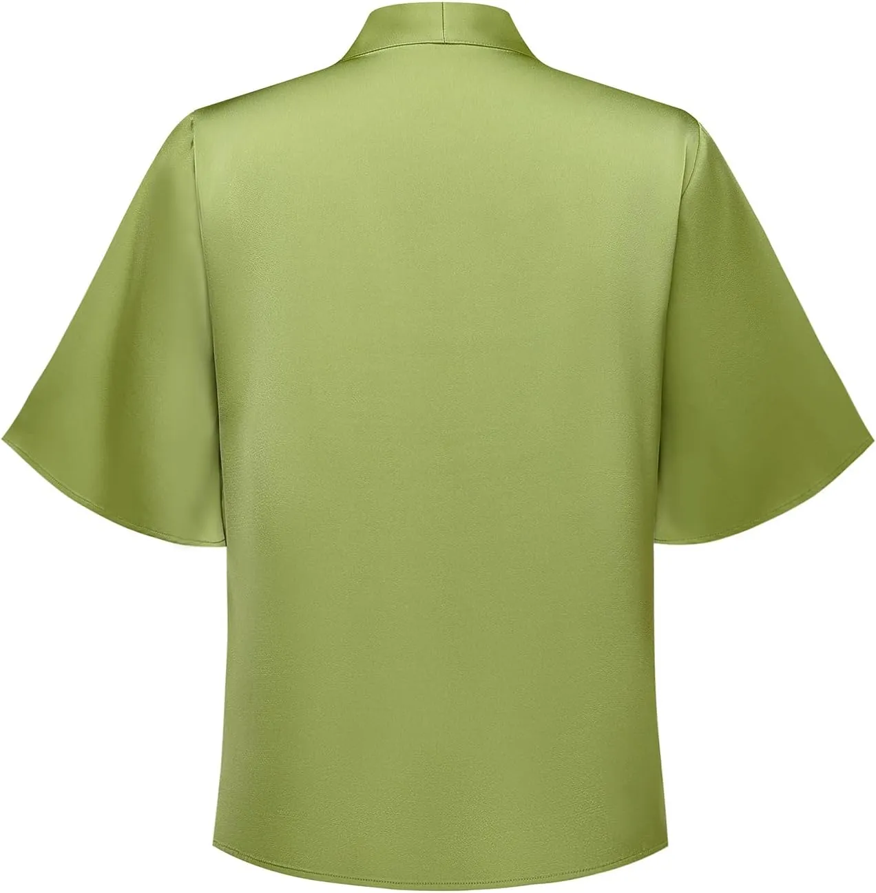 2025 Elegant Summer Women's Bow Collar Ruffle Short Sove Shirt Casual Shirt Top