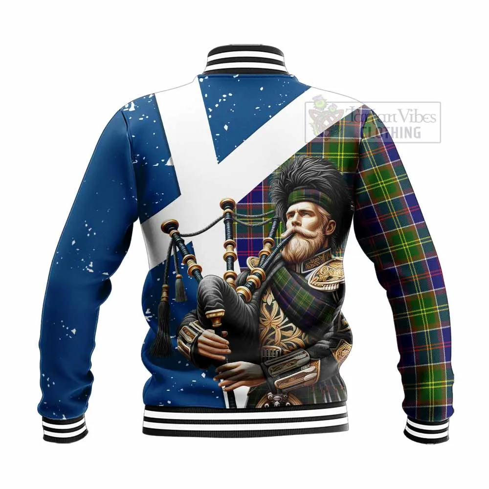 Arnott Tartan Baseball Jacket with Family Crest Scottish Bagpiper Vibes