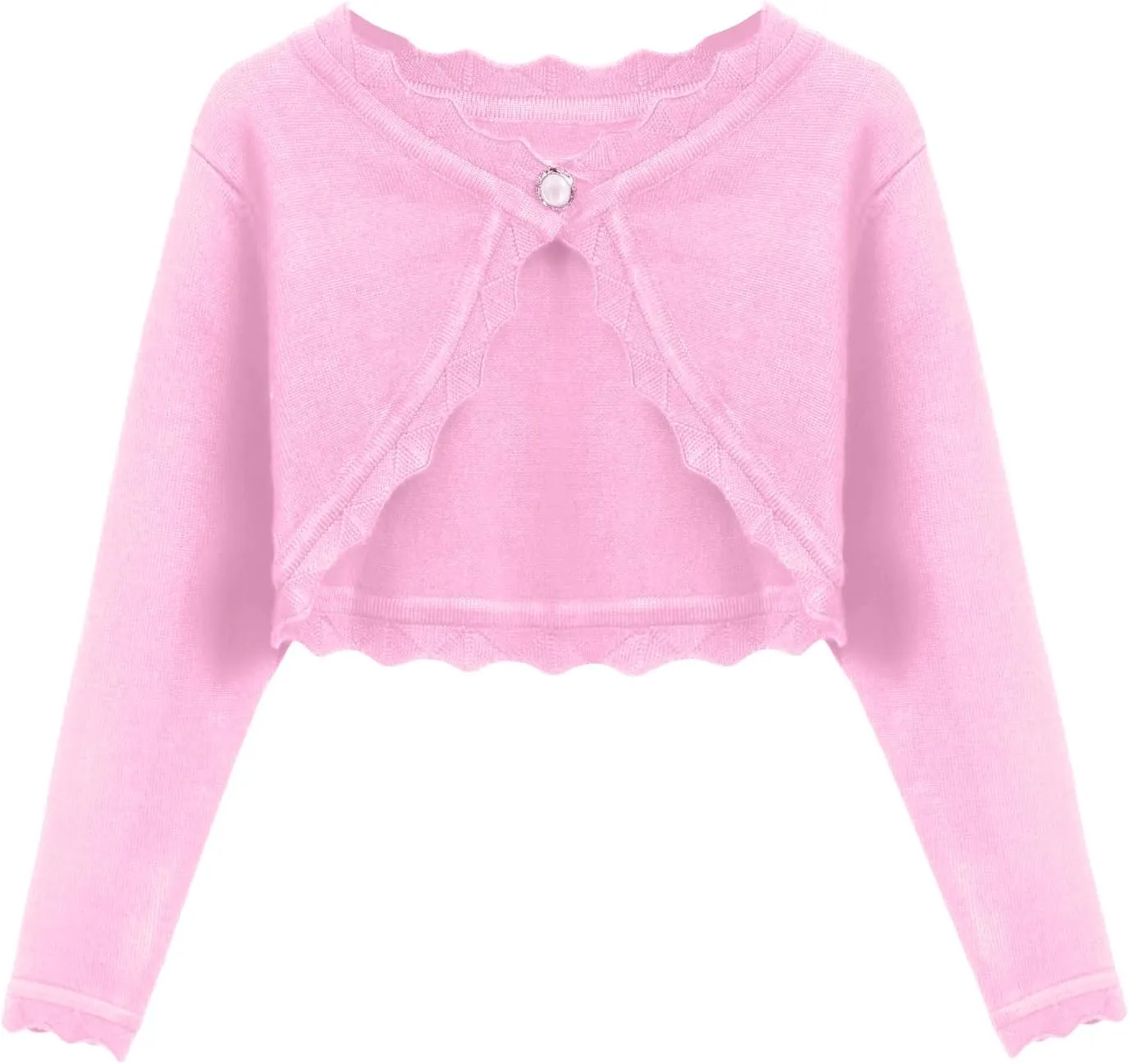 Arshiner Girls Open Front Bolero Shrug Kids Long Sleeve Cropped Elegant Cardigan Knit Sweater