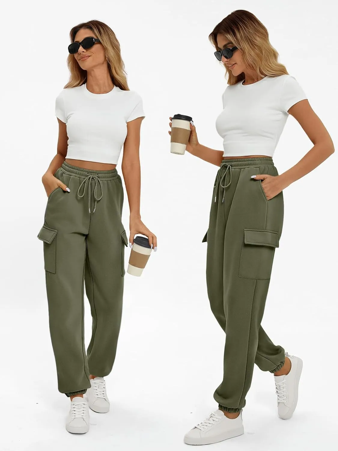 AUTOMET Womens Sweatpants Cargo Fleece Lined Baggy Athletic Jogger with Pockets 2025 Casual Trendy Pants Fall Outfits