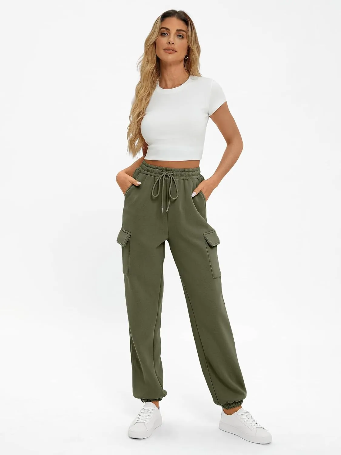 AUTOMET Womens Sweatpants Cargo Fleece Lined Baggy Athletic Jogger with Pockets 2025 Casual Trendy Pants Fall Outfits