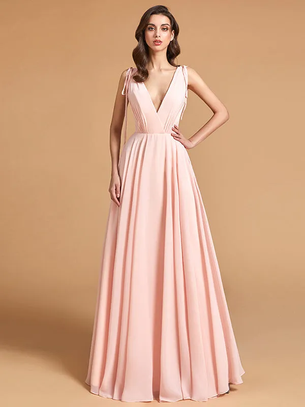 Backless Low V-Neck Bridesmaid Maxi Dress