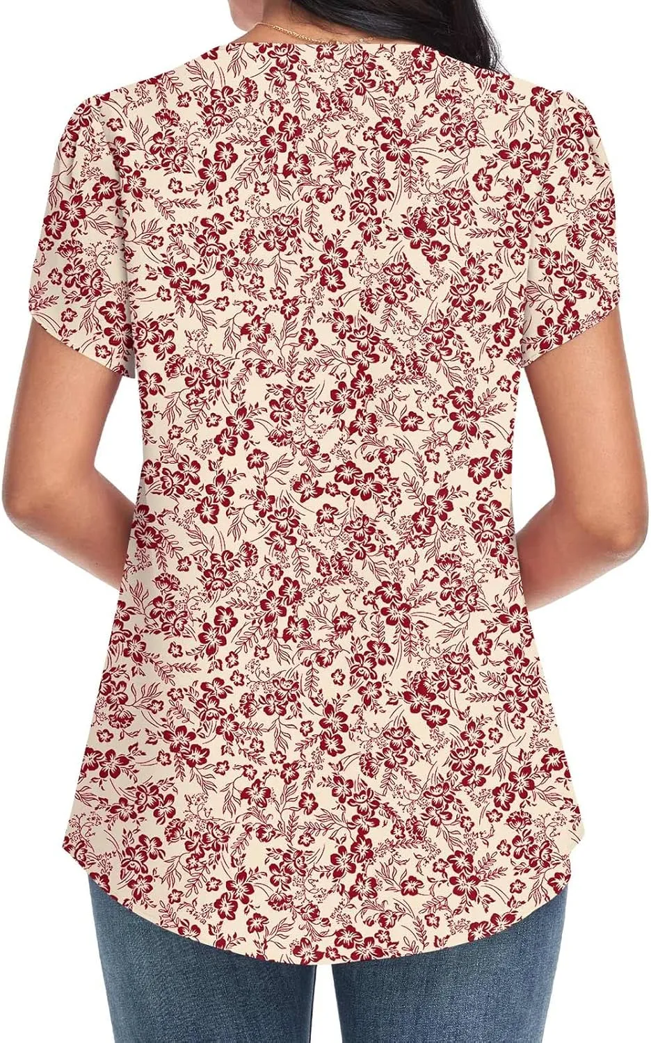 Bestbee Women's Dressy Chiffon Blouses V Neck Tops Tee 2025 Summer Shirts Petal Short Sleeve Casual T-Shirts