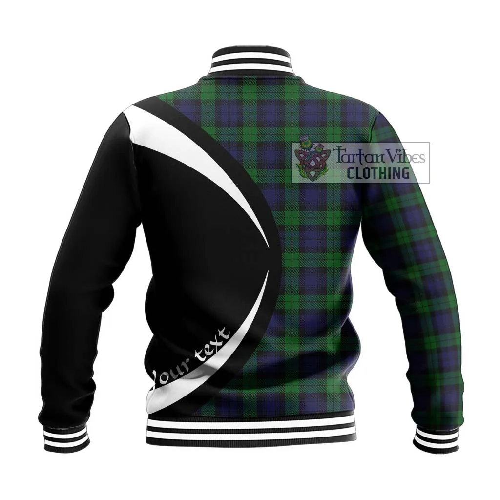 Black Watch Tartan Baseball Jacket with Family Crest Circle Style