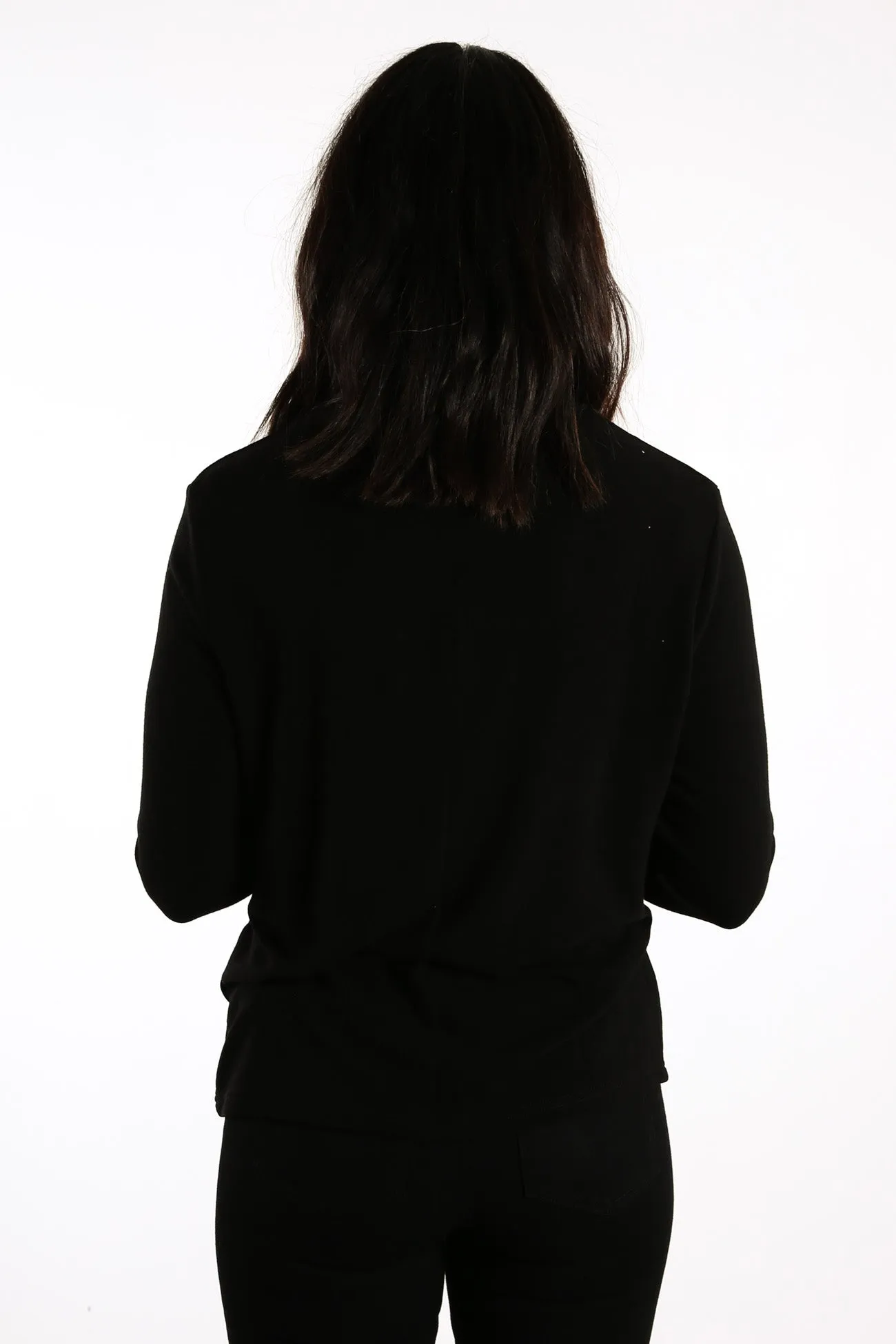 Blaise Embroidered Long Sleeve Top Black