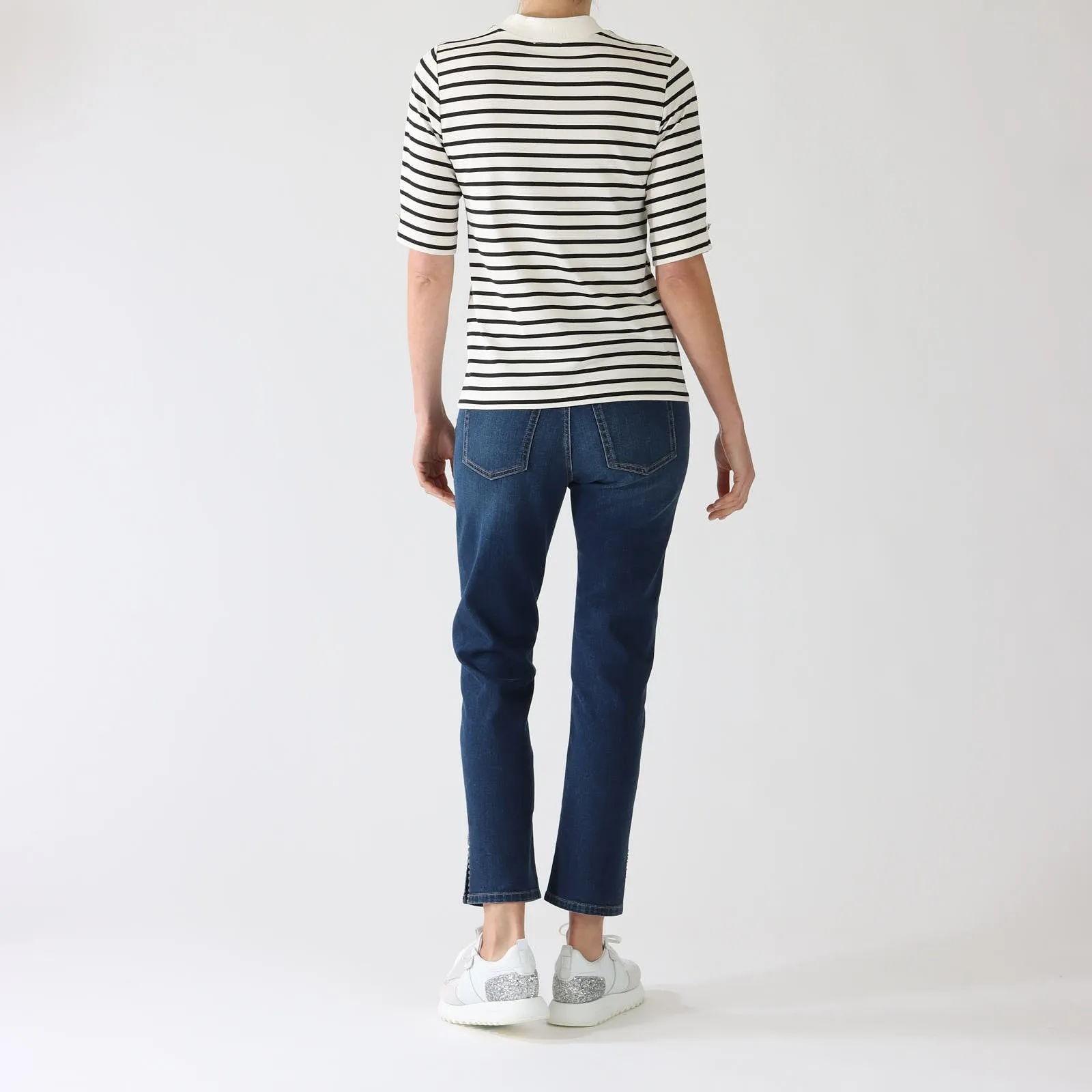 Bright Ecru & Midnight Blue Striped T-Shirt