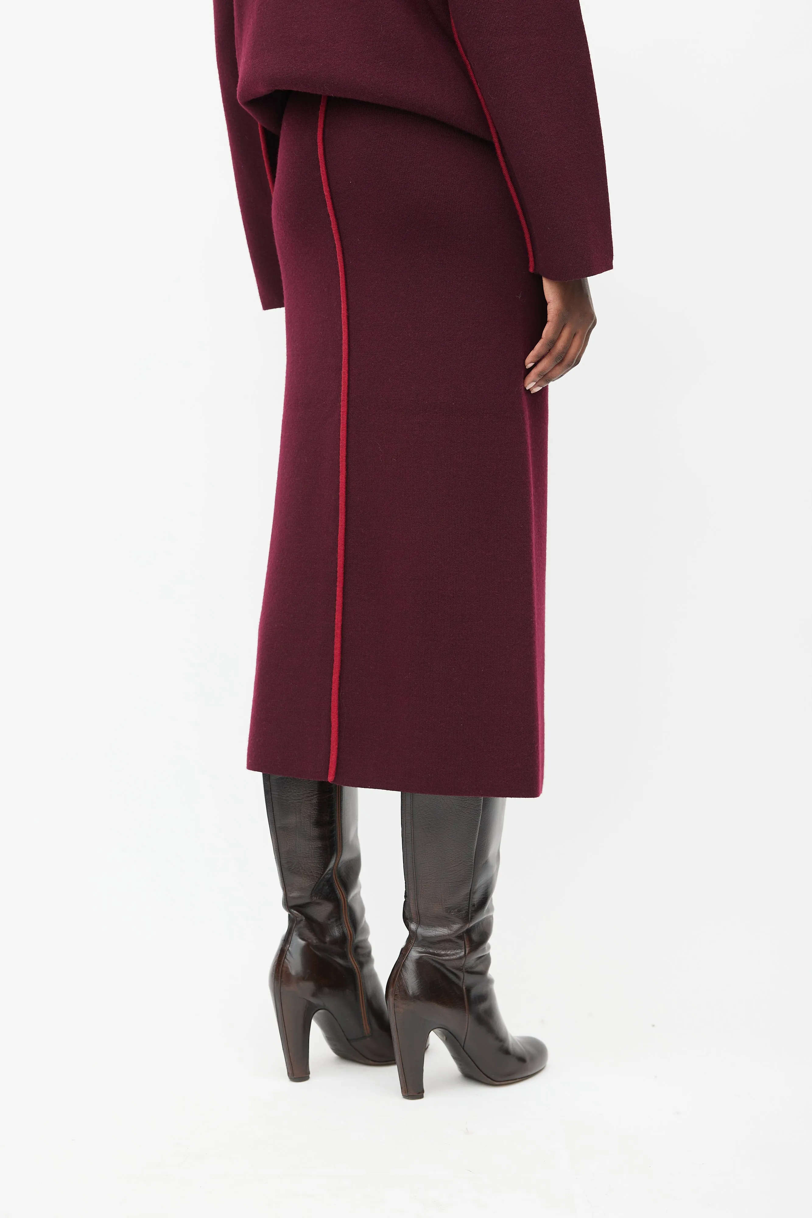 Burgundy Wool Knit Co-Ord Set