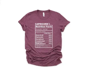 Capricorn T-shirt, Capricorn Nutrition Facts, Horoscope shirt, Astrology Shirt, Gift for Capricorn, Capricorn Birthday Present, Zodiac Signs