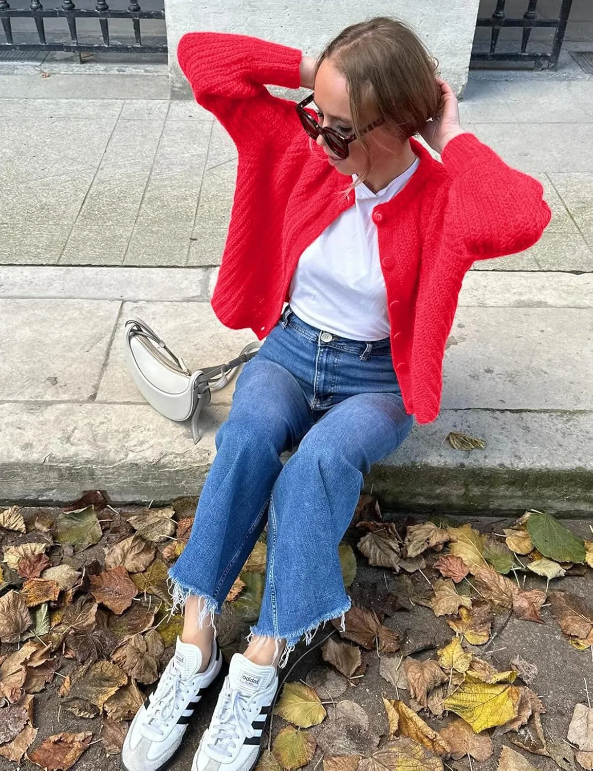COZYPOIN Women Chunky Cardigan Open Front Sweater Long Sleeve Knitted Cardigan Button Down Outerwear Knitwear