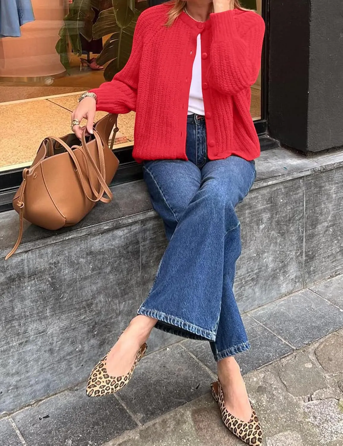 COZYPOIN Women Chunky Cardigan Open Front Sweater Long Sleeve Knitted Cardigan Button Down Outerwear Knitwear
