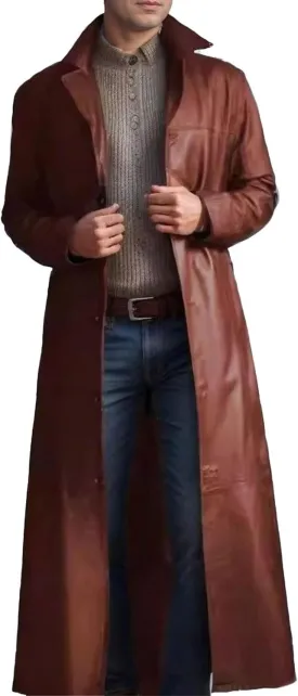 DGHM-JLMY Mens Solid Color Long Trench Coat Vintage Classic Long Windbreaker Steampunk Gothic Jacket Overcoat