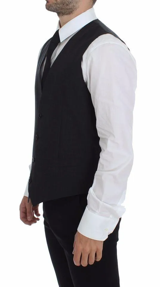 Dolce & Gabbana Gray Slim Fit Button Vest