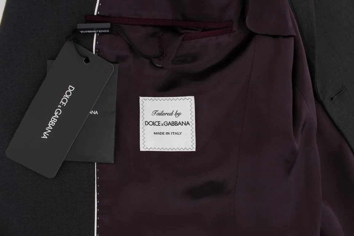 Dolce & Gabbana Gray Slim Fit Linen Blazer Jacket