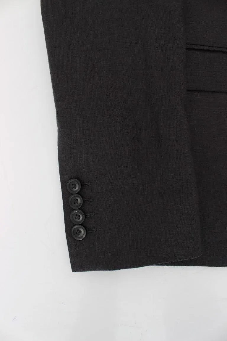 Dolce & Gabbana Gray Slim Fit Linen Blazer Jacket