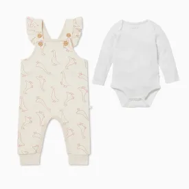 Duck Frilled Overalls & Bodysuit Outfit