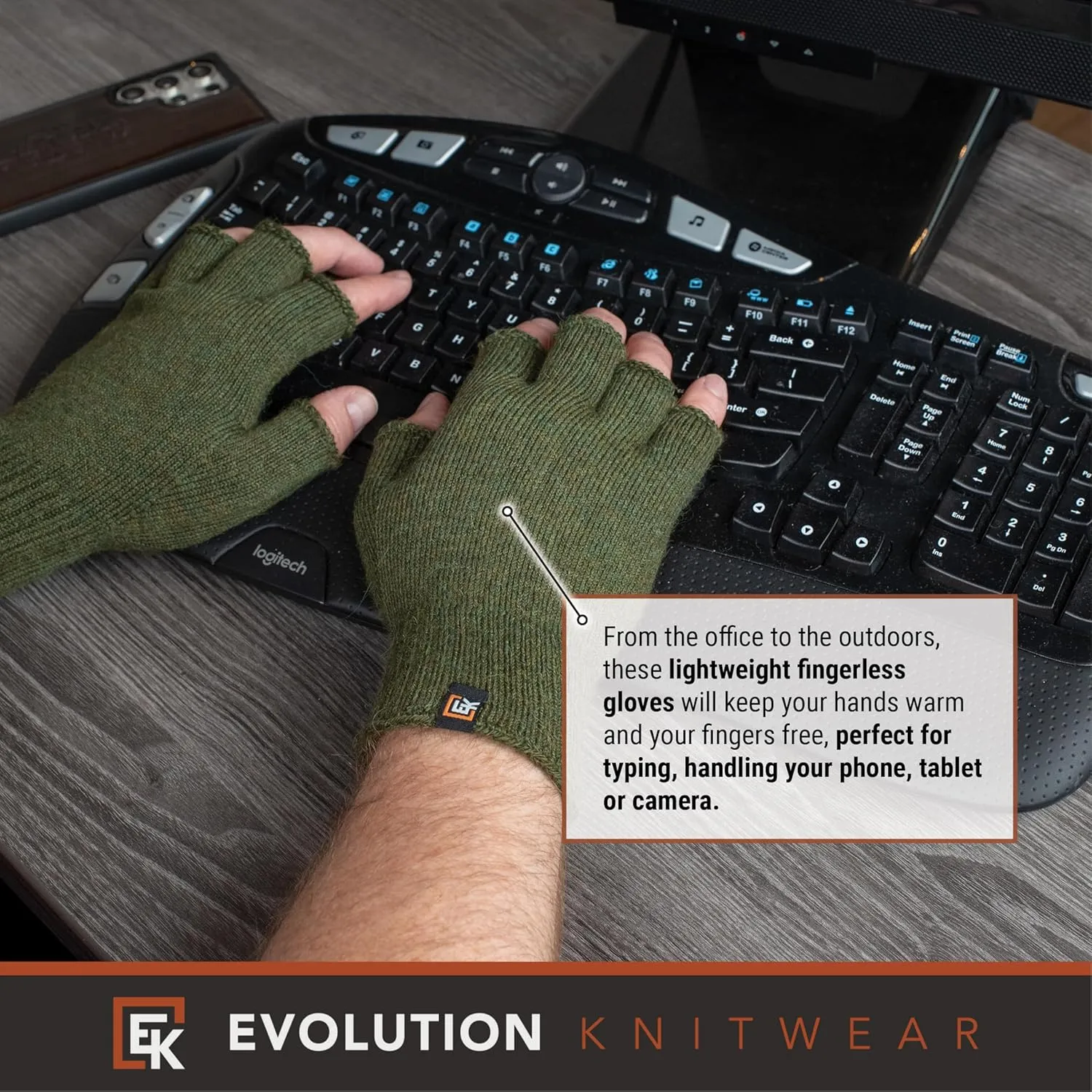 Evolution Knitwear Alpaca Knit Fingerless Gloves - Super Soft Baby Alpaca - Made in the USA - Large