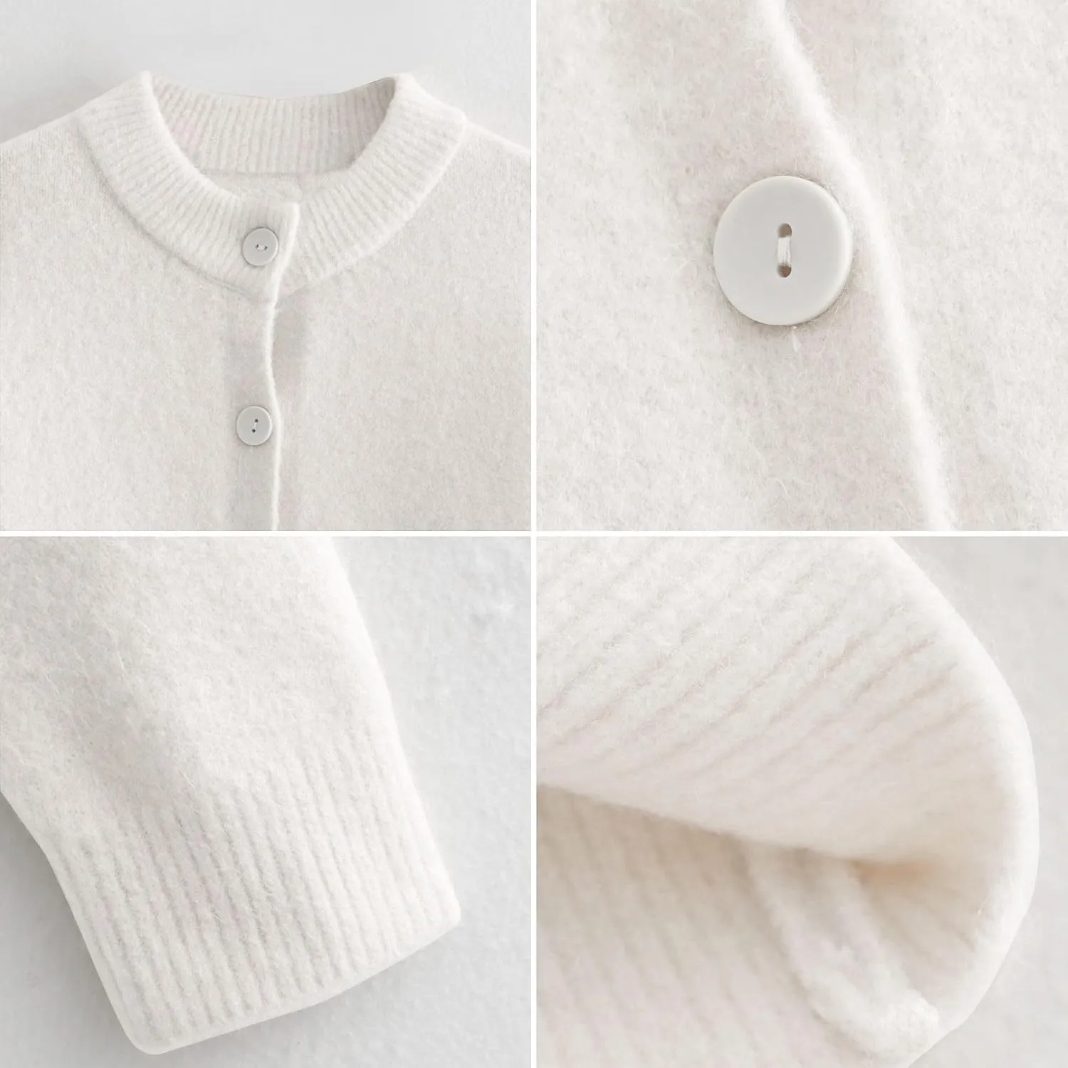 FindThy Womens Cropped Cardigan Sweater Crewneck Solid Color Long Sleeve Button Down Knitted Outerwear Top