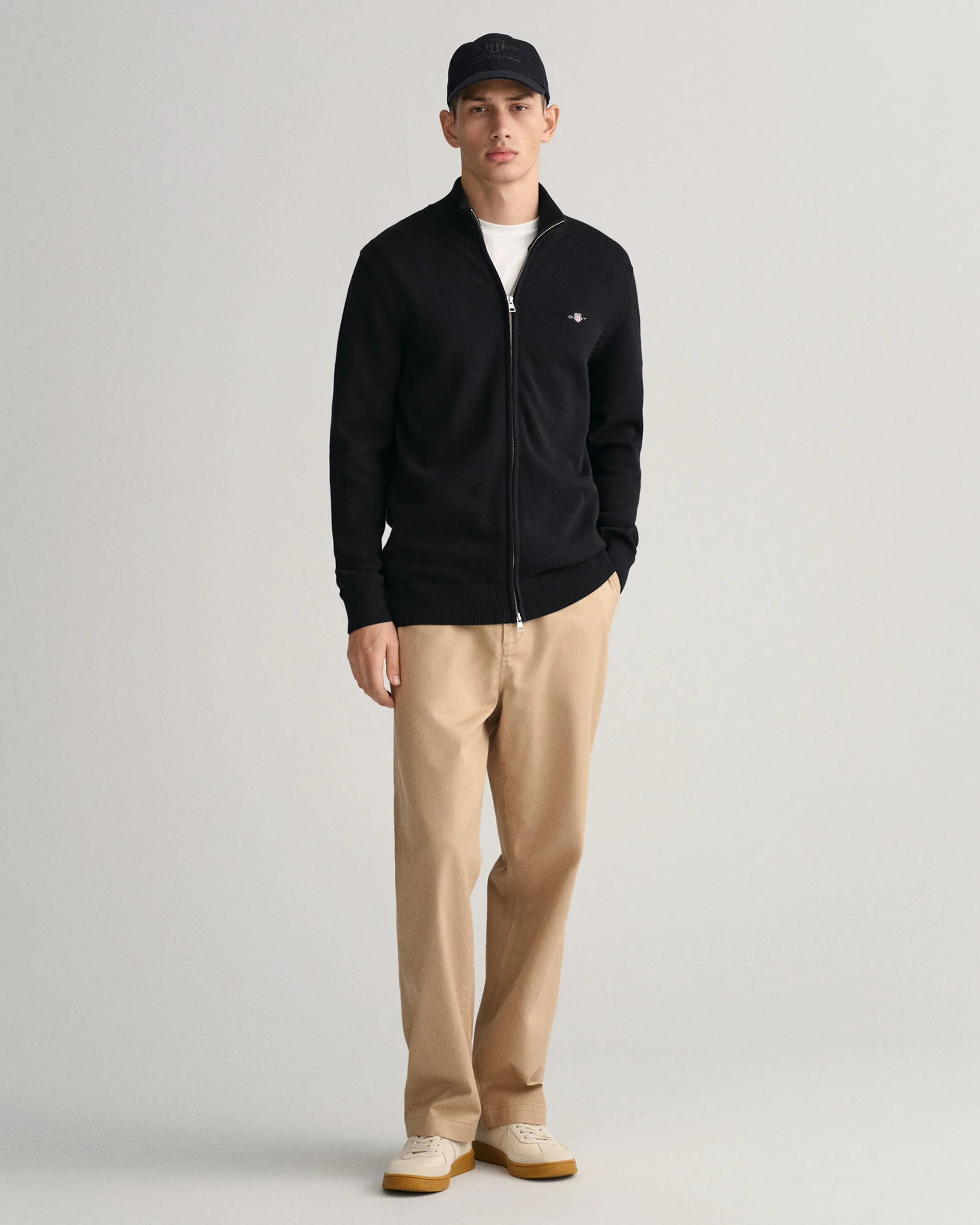 GANT - Casual Cotton Zip Cardigan, Black