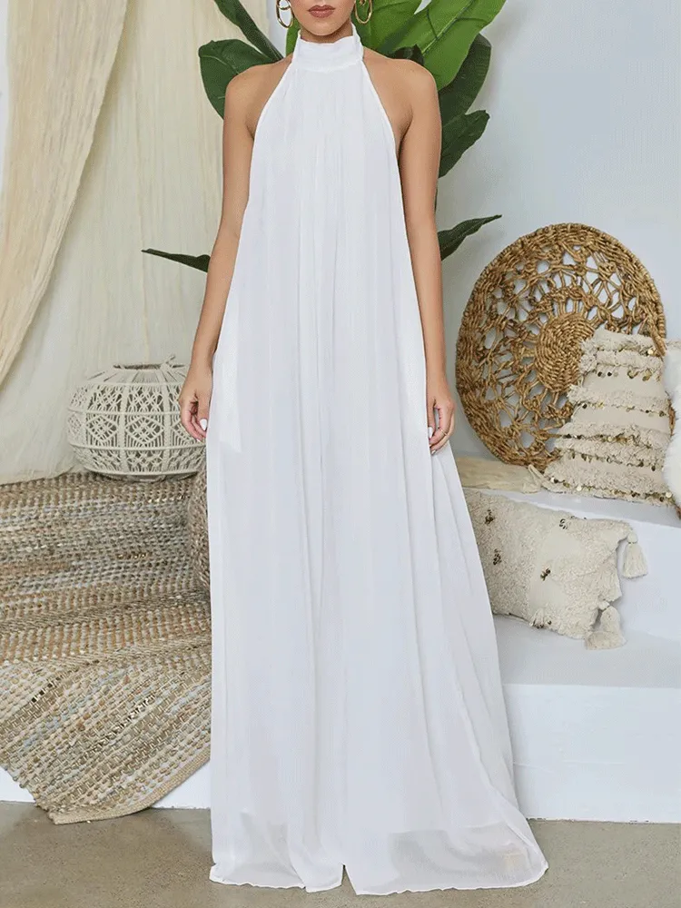 Halter Backless Chiffon Jumpsuit