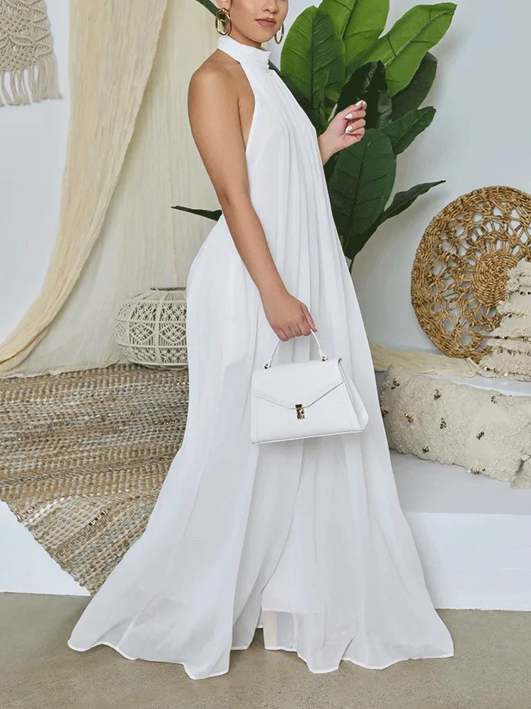 Halter Backless Chiffon Jumpsuit