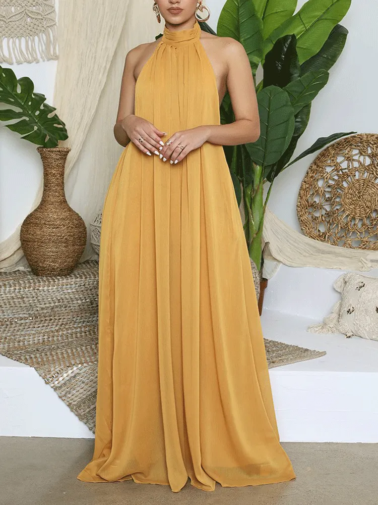 Halter Backless Chiffon Jumpsuit