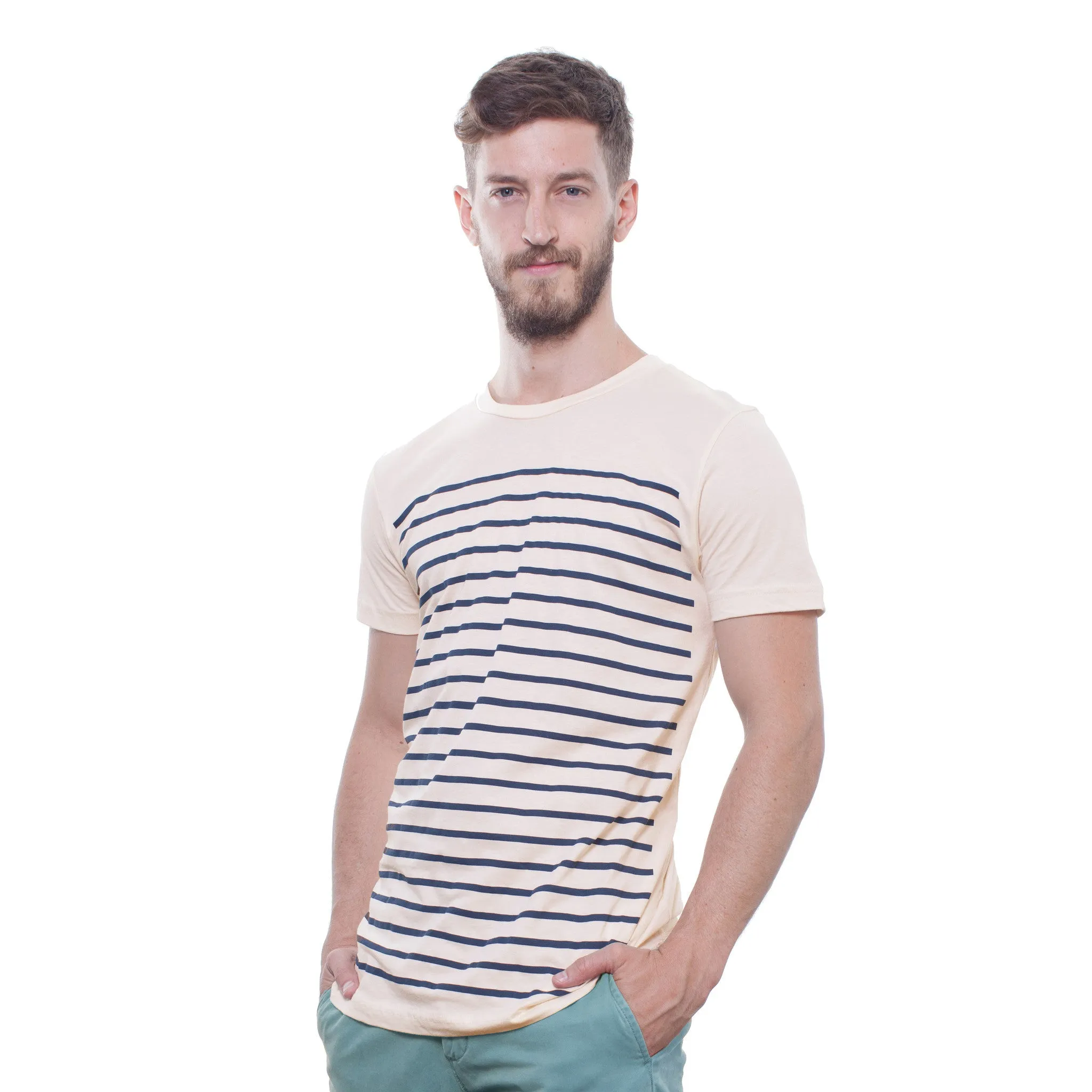 Izola Striped T - Cream/Navy