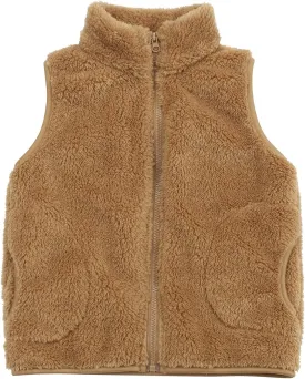 JESKIDS Girls' Boys Sherpa Fleece Vest Outwear Lightweight Solid Color Cute Jacket with Pockets 2-11 Years