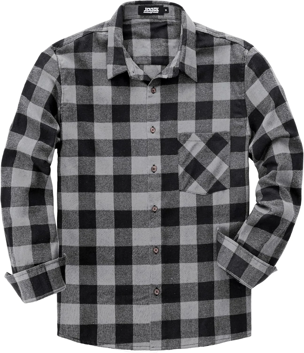 JOGAL Long Sleeve Shirts for Men Plaid Button Down Shirt Mens Casual Cotton Button Up Pocket Shirt