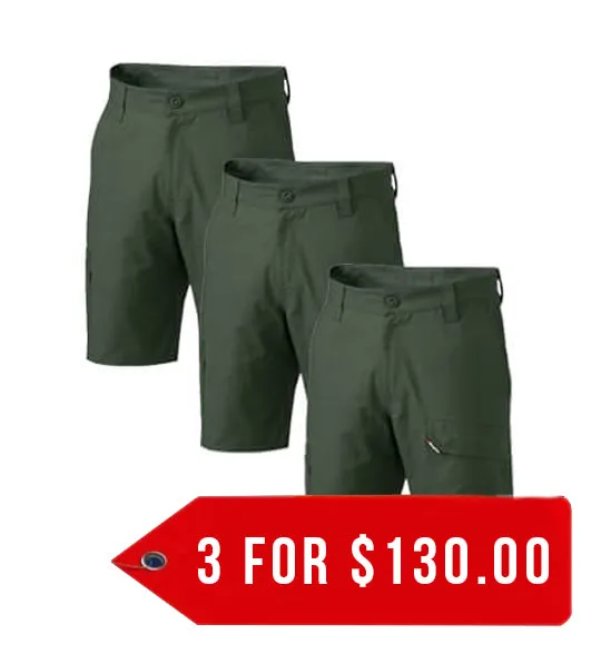 King Gee Workcool 2 Lightweight Ripstop Cargo Work Shorts (K17820-1)-3 Packs