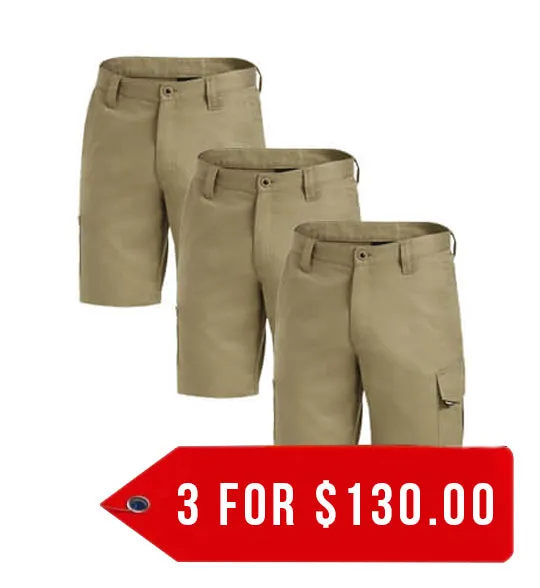 King Gee Workcool 2 Lightweight Ripstop Cargo Work Shorts (K17820-1)-3 Packs