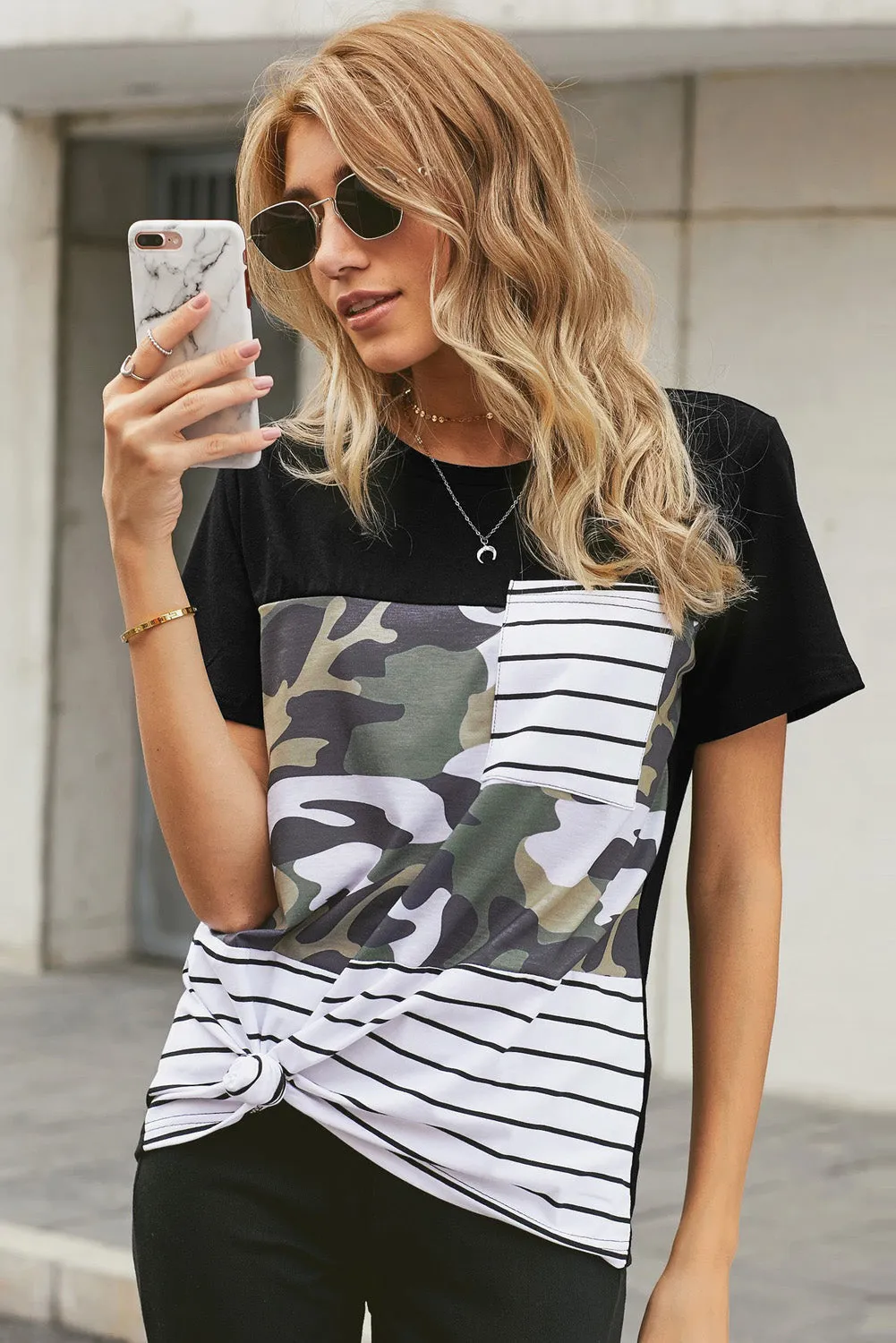 KittenAlarm - Striped Camo Pocket T-shirt Snake/Leopard Striped Camo Pocket T-shirt