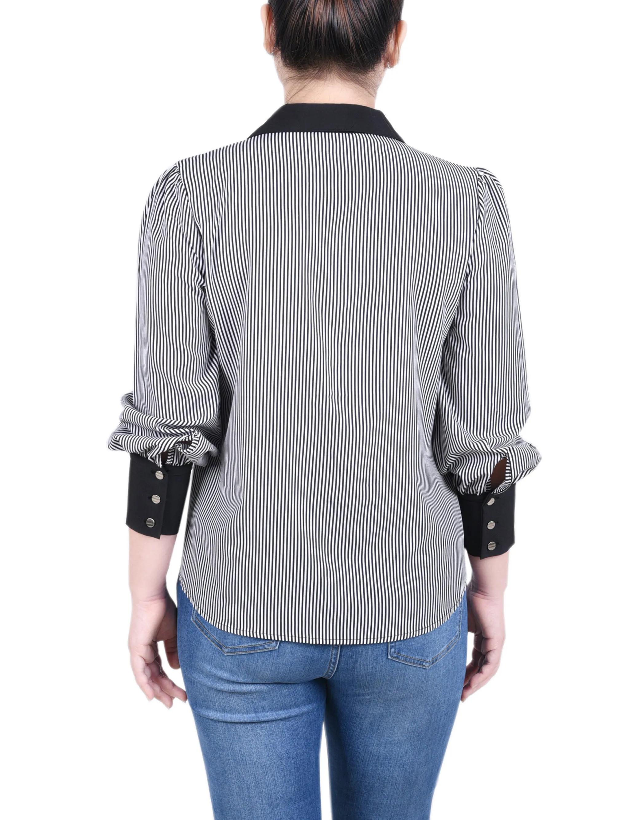 Long Sleeve Colorblocked Blouse