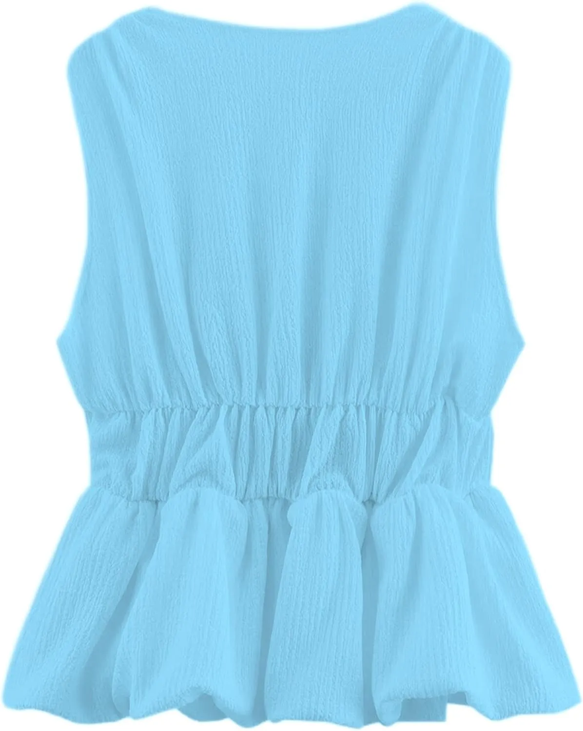 Lumister Womens Vest Top Bow V Neck Sleeveless Blouse Pleated Ruffle Peplum Babydoll Tops Tank Summer Shirt