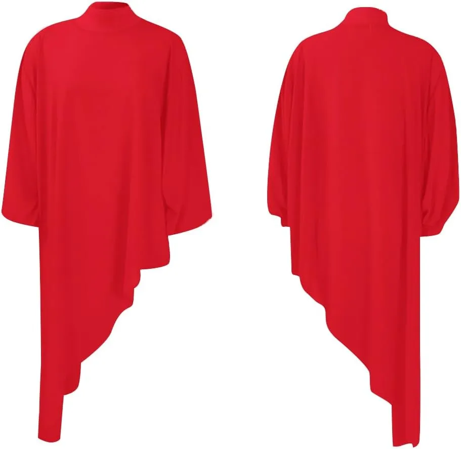 LYANER Women's Mock Neck Asymmetrical High Low Balloon Long Sleeve Long Shirt Blouse Tunic Top