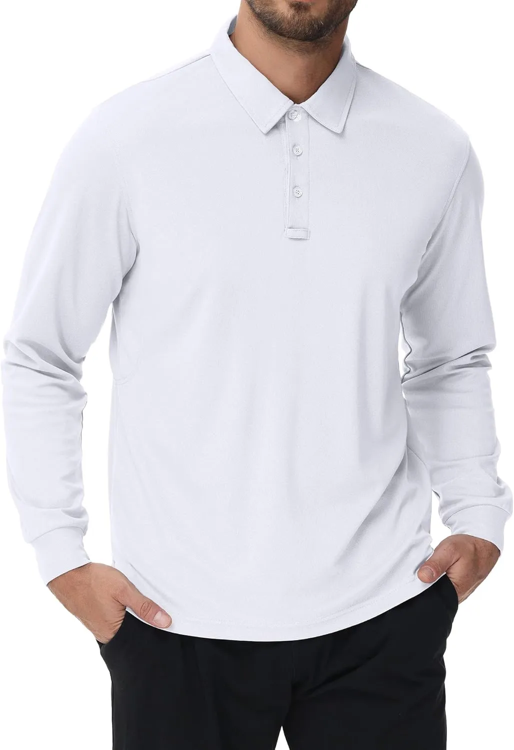 Men's Polo Shirt Quick Dry Button Golf Shirts UPF 50  Sun Protection Polos Long Sleeve Casual Collar T Shirts