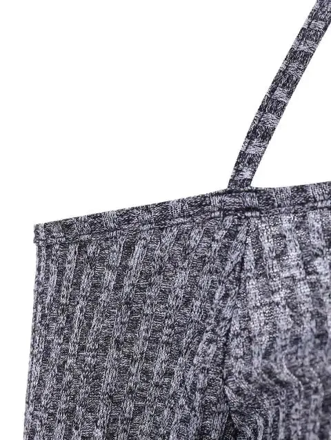 Modern Shoulder Strappy Ribbed Knitwear