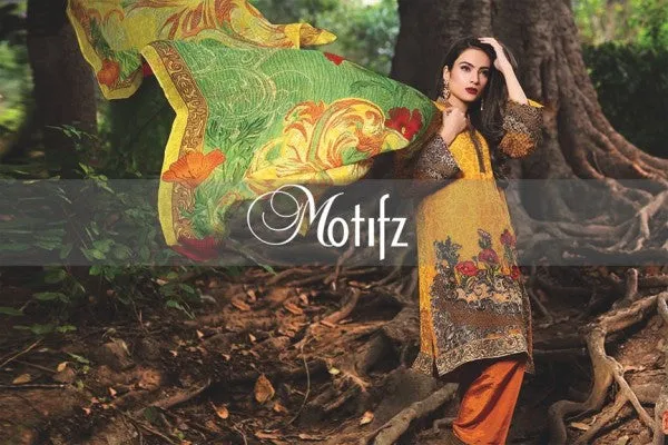 Motifz Embroidered Crinkle Chiffon Collection '16 – Mari Gold 1266
