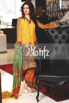 Motifz Embroidered Crinkle Chiffon Collection '16 – Mari Gold 1266