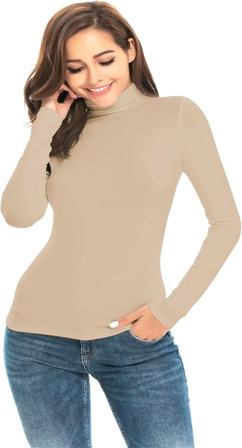 Nasperee Women Sleeveless/Long Sleeve Mock Turtleneck Tank Tops Slim Fit Stretchy Layer Tee Shirts