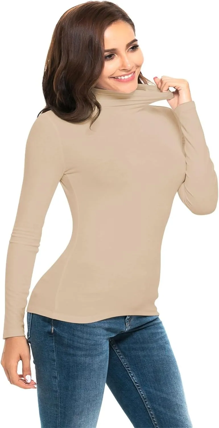 Nasperee Women Sleeveless/Long Sleeve Mock Turtleneck Tank Tops Slim Fit Stretchy Layer Tee Shirts