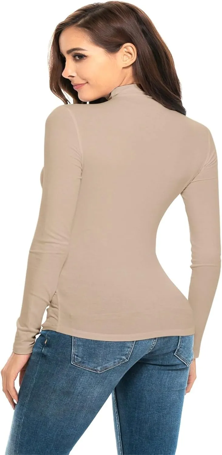 Nasperee Women Sleeveless/Long Sleeve Mock Turtleneck Tank Tops Slim Fit Stretchy Layer Tee Shirts
