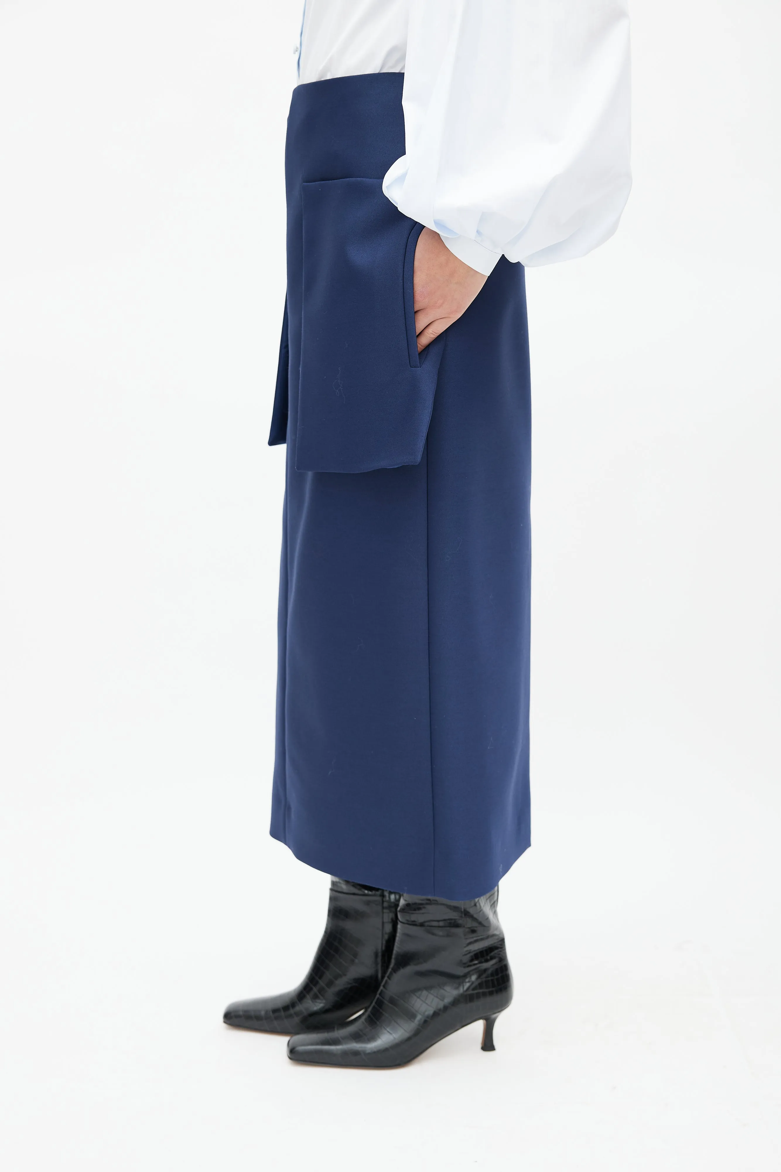 Navy Jenna Wool Skirt