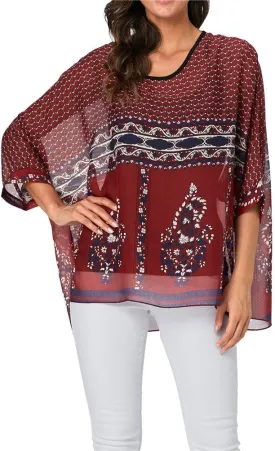 Nicetage Tropical Shirts Sheer Chiffon Blouses for Women Boho Batwing Tops Floral Bat Wing Tunics Plus Size Spring Clothes