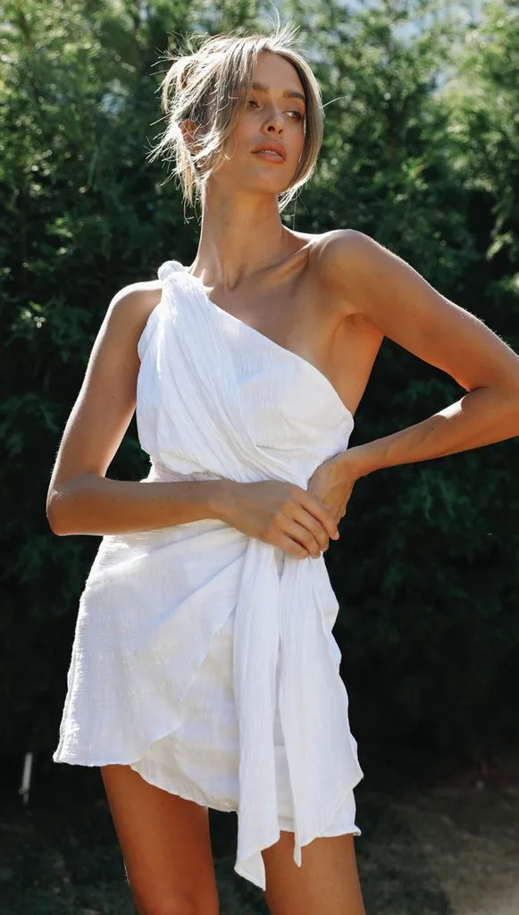 Oblique Shoulder Irregular Hem Dress
