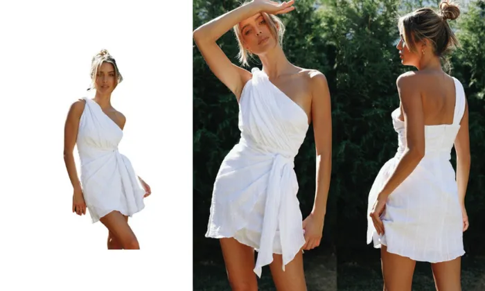 Oblique Shoulder Irregular Hem Dress