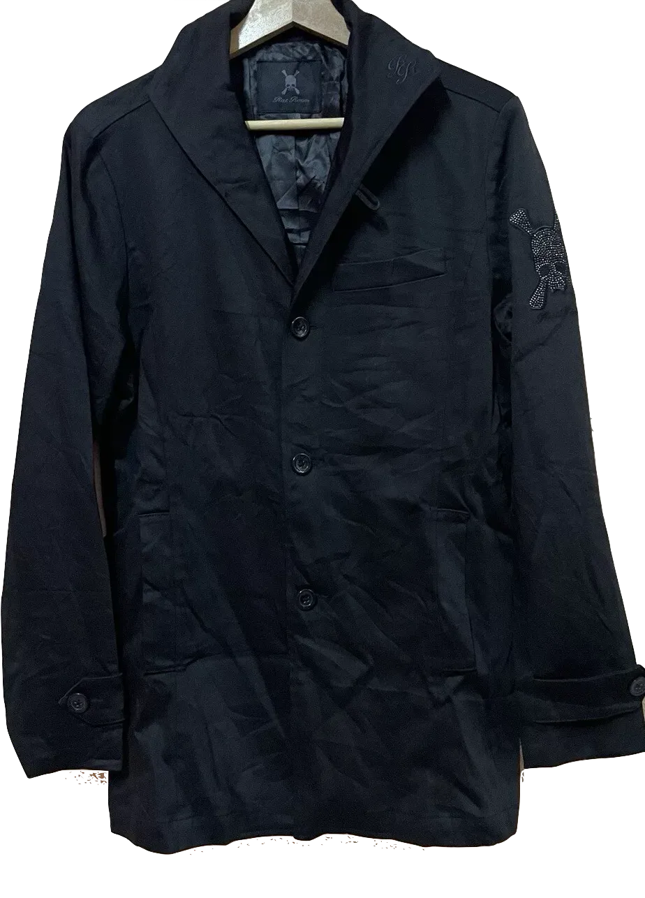 Roen By Hiromu Takahara Japan Designer Skull Logo Super Black Trench Coat
