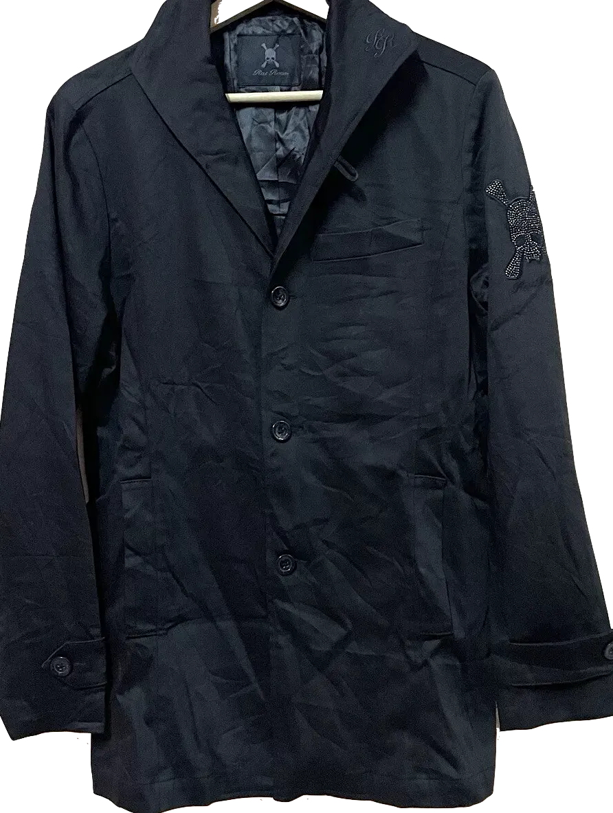 Roen By Hiromu Takahara Japan Designer Skull Logo Super Black Trench Coat