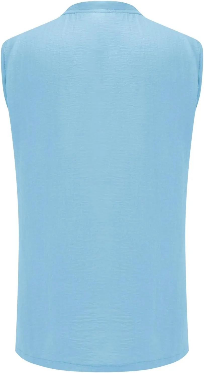 Sleeveless Shirts for Men V Neck Beach Summer Gym Casual Athletic Tank Top Cut Off Muscle Workout Soild Color Vest