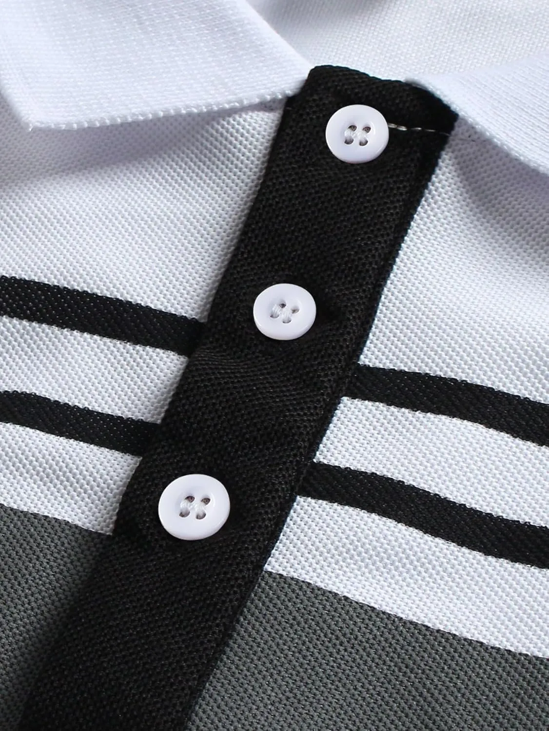 SOLY HUX Men's Casual Golf Shirts Short Sleeve Button Down Striped Collared Shirts Summer Work T-Shirt