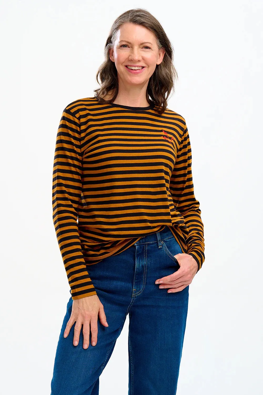 Sugarhill Brighton Brunswick Stripe Top with Embroidered Lightning Bolts